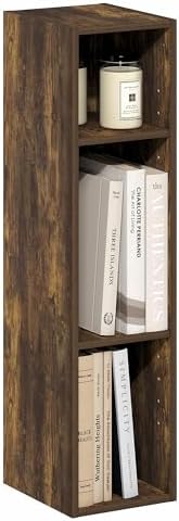 Furinno Fulda Book Shelf, 3-Tier Narrow Bookshelf, Bookcase with 8-in Width Storage Shelf, 9.3 x 7.9 x 31.5, for Living 