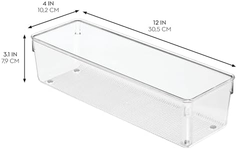 iDesign Plastic Drawer Organizer Bins, Set of 3, Clear
