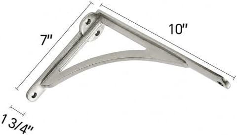 Khtumeware 100% Solid Brass Decorative Shelf Brackets, 10-inch Wall-Mounted Shelving Brackets, 2-Pack Brushed Satin Nick