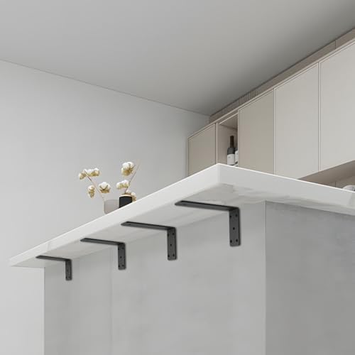 3 Pack L10 x H 6" x W 2.5" 6mm Thick Countertop Support Brackets, Heavy Duty Countertop Hidden Bracket L Shelf Bracket M