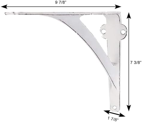 A29 Iron Wall Shelf Brackets, 7.38 x 9.88 in, Distressed White, Set of 2