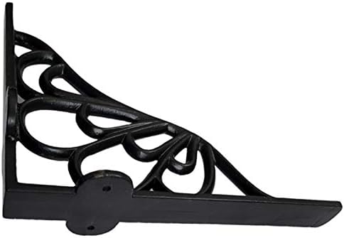 Adonai Hardware "Alvah" Black Antique Cast Iron Decorative Shelf Bracket (Supplied as 2 Pieces per Pack) - Matte Black P