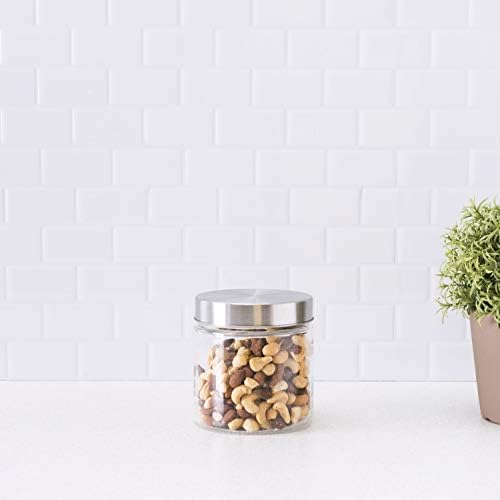 Small Canister for The Kitchen (Clear), Made of Glass with Stainless Steel Lid | by Home Basics | Contemporary Counterto
