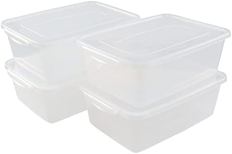 14 Quart Clear Plastic Storage Bins with Latches, Plastic Container Bin with Secure Lid, 4 Packs