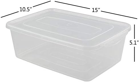 Jekiyo Clear Plastic Storage Bin, 14 Quart Latching Box with Lid, 4 Packs
