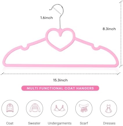 Plastic Hangers 50 Pack, Cute Clothes Hanger Ultra Thin Space Saving - Pink Clothes Hangers with 360 Degree Swivel Hook & Travel Clothesline - Sturdy Adult Coat Hangers for Dress, Shirts, Coats