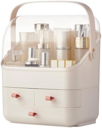 SUNFICON 3 Tiers Makeup Holder with Drawers, Preppy Skincare Organizer