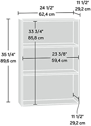 Sauder Beginnings 3-Shelf Bookcase, Bookshelf with Adjustable Storage Shelves, in Brook Cherry finish