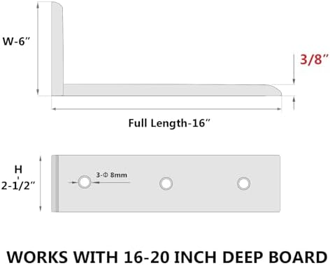 NEODROP 6-Pack 16 Inch Countertop Support Brackets, Heavy Duty L Brackets for Quartz/Wood/Laminate/Granite Countertops |