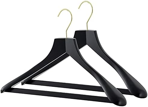 MAWA by Reston Lloyd, European Wooden Hanger, Beech Wood Body Form Hanger with Wide Supportive Shoulders, Rotating Gold 
