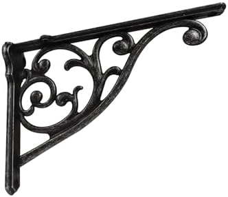 Ornate Decorative Shelf Brackets 6 inch Small Wall Mounted Shelving Bracket 4 Pack Black Iron Vintage Metal Shelf Bracke
