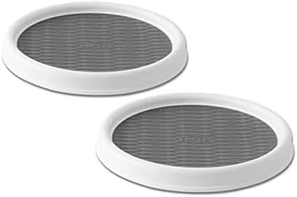 Copco Lazy Susan Turntable Organizer Set of 2, 9 Inch Rotating Cabinet and Pantry Storage, Nonslip Surface with Outer Ri