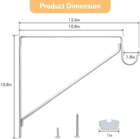 Closet Rod Brackets 10.8 in, 10 Pack Closet Shelf Brackets, White