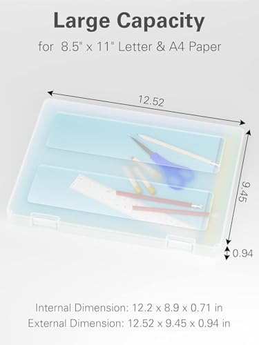 8-Pack A4 Plastic Paper Organizer Box, Scrapbook Storage for 8.5” x 11” Letter Papers, Portable Document Holder, Board G