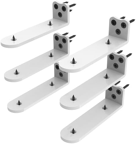 6Inch White Heavy Duty Floating Shelf Bracket 6 Pack 3-Hole Mount