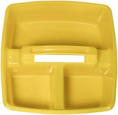 Storex 3-Compartment Small Caddy – Multipurpose Classroom Organizer with Handle, Yellow, 12-Pack (00950U06C)