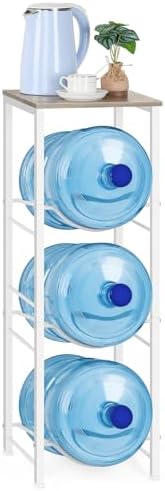 5 Gallon Water Bottle Holder Storage Rack, Water Cooler Jug Holder with Storage Shelves, 3-Tier Water Dispenser Stand fo