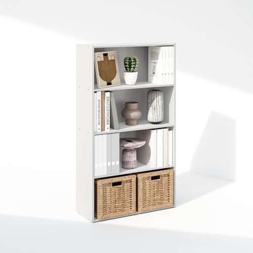 Furinno Simple Book Shelf, 4-Tier Bookshelf, Bookcase with Open Shelf, 9.4 x 23.6 x 41.7, for Living Room, Bedroom, Home