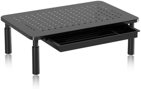 suptek Computer Monitor Stand Riser with Drawer,Monitor Riser for Laptop, Printer, Notebook and All Flat Screen TV Displ