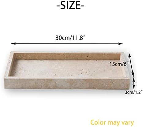 Italian 100% Marble Vanity Tray (12x6in), Counter Organizer for Bathroom, Kitchen, Dresser, Coffee Table, Serving & Deco