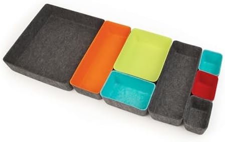 Three by Three Seattle Recycled Felt Storage Bins, Set of 8 – Multicolor