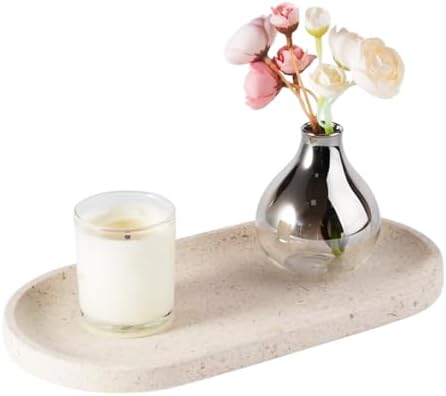 Koville Marble Vanity Tray for Decor, Natural Bathroom Tray for Bathroom Countertop, Stone Decorative Trays for Dresser 
