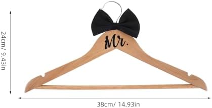 ABOOFAN Bride and Groom Hangers, 2 Pack Wooden Wedding Dress Hanger for Gown and Tuxedo, Mr and Mrs Set with Bow Tie, Non-Slip Shoulder Notches, Photography Prop and Keepsake