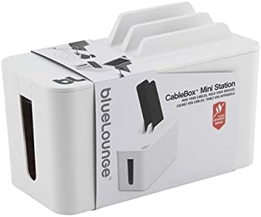 Bluelounge CableBox Mini Station White Cable and Cord Management System - Small Surge Protector Included