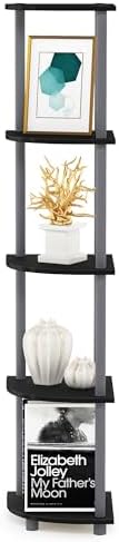 Furinno TURN-N-TUBE Corner Shelf, 5-Tier Corner Bookshelf, Open Storage Shelves, for Organization and Storage, Living Ro
