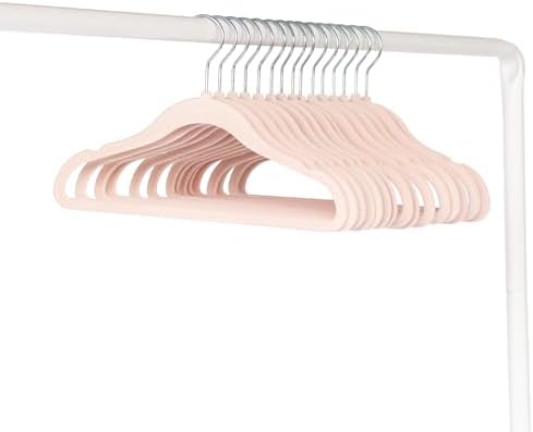 3 Sprouts Velvet Baby Hangers - Non-Slip Hangers for Infant and Toddler Clothes - Slim Space-Saving Design with Nordic Colors for Nursery - 30 Pack - Pink