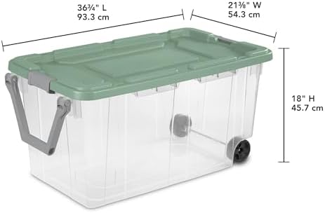 Modern Plastic & Metal 40 Gallon Lidded Home Storage Bins, Stackable Industrial Storage Containers Tote, Organizing Tote