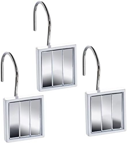 Creative Scents Quilted Mirror Shower Curtain Hooks Decorative | Set of 12