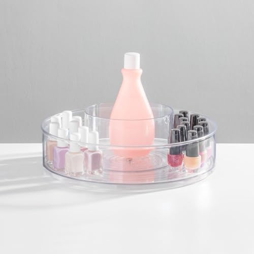 mDesign Plastic Lazy Susan Round Spinning Storage Tray; Rotating 360 Degree Carousel Organizer for Makeup, Cosmetic Orga