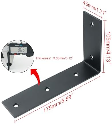 Alise 4Pcs Black Heavy-Duty L-Shaped Floating Shelf Wall Brackets