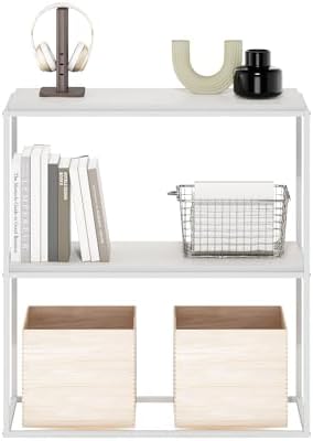 Furinno Moretti Modern Storage Shelves, 2-Tier Wide Stackable Book Shelf, Open Shelves, for Organization and Storage, Li