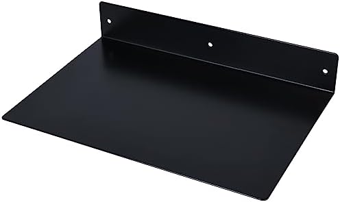 RealPlus Metal Floating Shelf Wall Mounted (12 inch x 8 inch) Heavy Duty Industrial Modern Steel Display Shelves, Black 