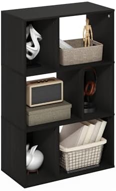 Furinno DALY Book Shelf, 6-Cube Bookshelf, Cube Storage Organizer Bookcase with Irregular Compartments, 11.7 x 23.6 x 36