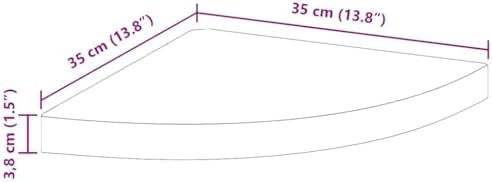 vidaXL Floating Corner Shelf Black 13.8"x13.8"x1.5" MDF