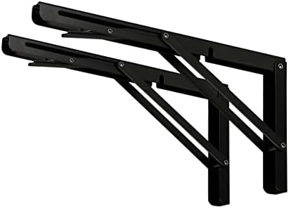 CLT 20" Black Folding Shelf Brackets Max. Load 440 lb, Heavy Duty DIY Wall Mounted Shelf Bracket Space Saving for Table 