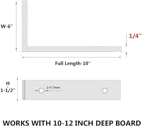 NEODROP 8-Pack 10 Inch Heavy Duty Shelf Brackets, Premium Floating L Bracket for Wall, Kitchen, Mantel Shelves Support |