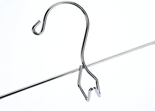 6 Quality Pants Hangers Heavy Duty Add-on Skirt/Slack Metal Hanger, Extra Wide Adjustable Clips, Multi Stackable Add on Hangers, Chrome, Jeans, Bottoms, Set of 6