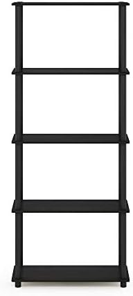 Furinno TURN-N-TUBE Storage Shelves, 5-Tier Book Shelf, Corner Shelf, Toolless Open Shelves, for Organization and Storag