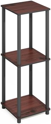 Furinno Turn-N-Tube Set of 2 Toolless 2-Tier Book Shelf, Dark Cherry