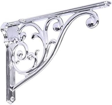 Ornate Decorative Shelf Brackets 5x3.5 inch Small Wall Mounted Shelving Bracket 4 Pack Polished Chrome Vintage Shelf Bra