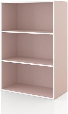 Homes: Inside + Out Apexa 3-Tier Cube Storage Organizer Shelves, Stackable Wood Bookcase Fits Cubby Bins for Organizatio