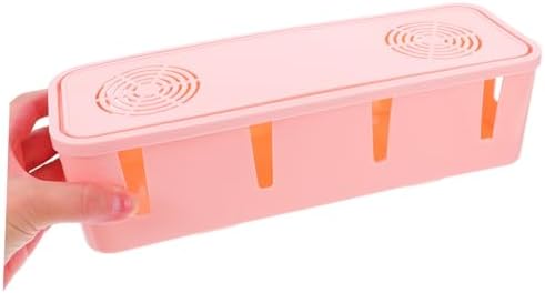 Pink Plug Storage Box for Power Strip, ABS Plastic Cord Organizer
