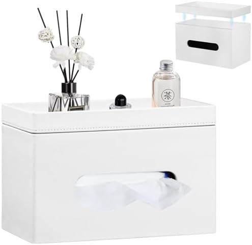 Extra Large Tissue Box Cover with Storage Tray,Rectangle Tissue Box Holder