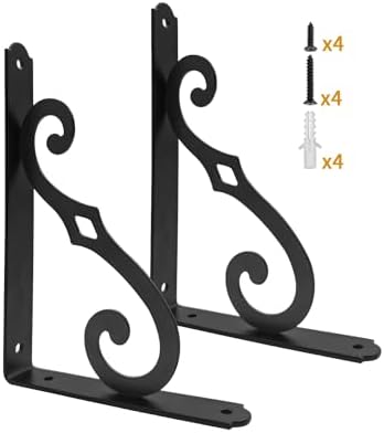 Yarssihha 8 Inch Decorative Shelf Brackets, 2 Pack Wall Mounted Metal Shelving Brackets, Heavy Duty Shelf Supports, Rust