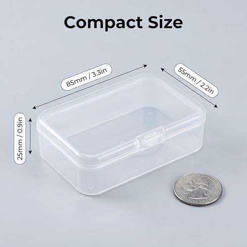 LJY 28 Clear Rectangular Plastic Boxes, 3.3 x 2.2 x 1 in for Buttons