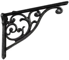 Ornate Decorative Shelf Brackets 5x3.5 inch Small Wall Mounted Shelving Bracket 4 Pack Black Iron Vintage Metal Shelf Br